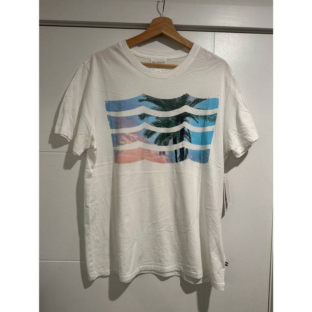 NEW SOL ANGELES men's paradise waves crew tee in white